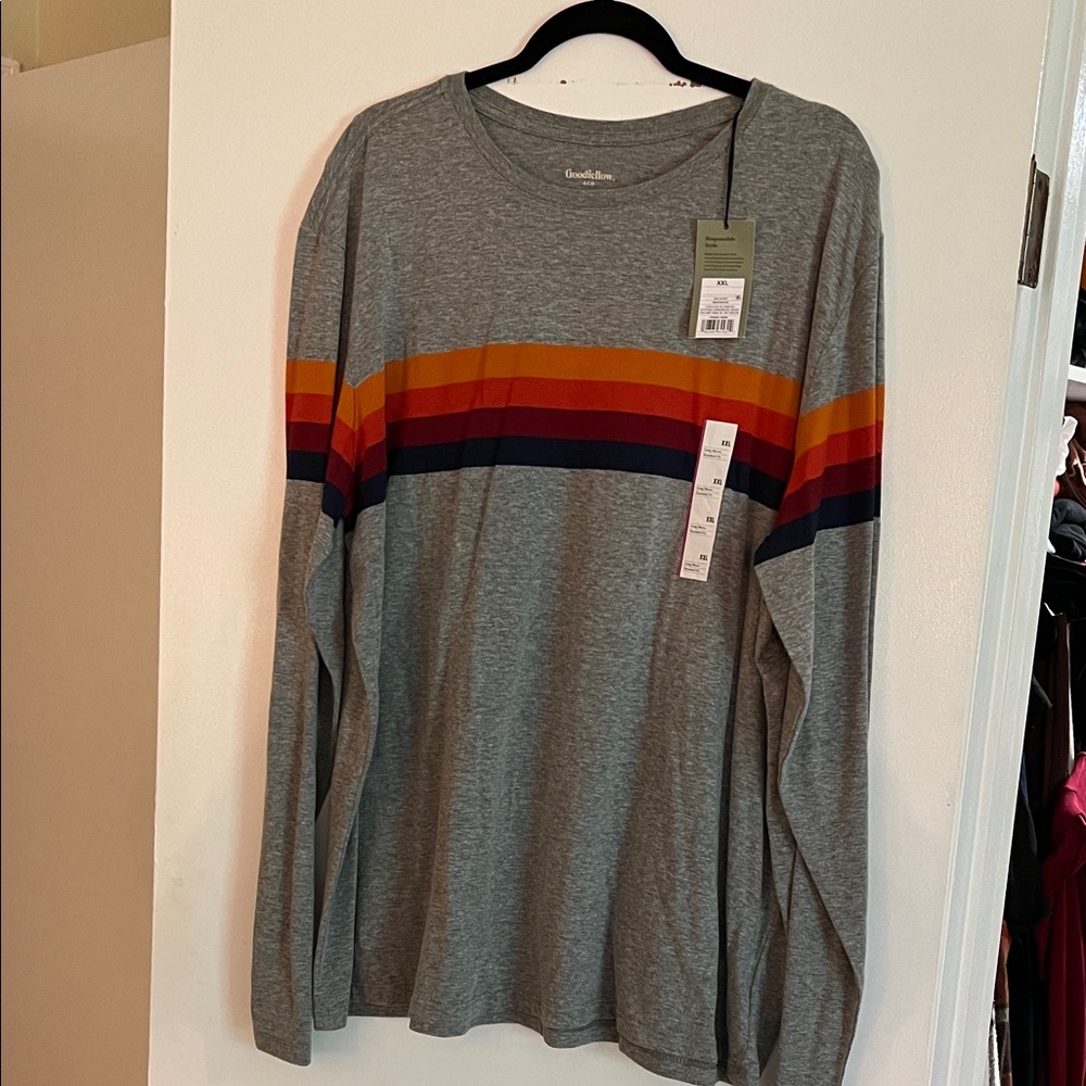 Goodfellow & Co Gray Long Sleeve with Striped Accents